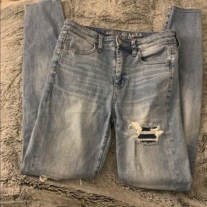 America Eagle Distressed Patched Jeans